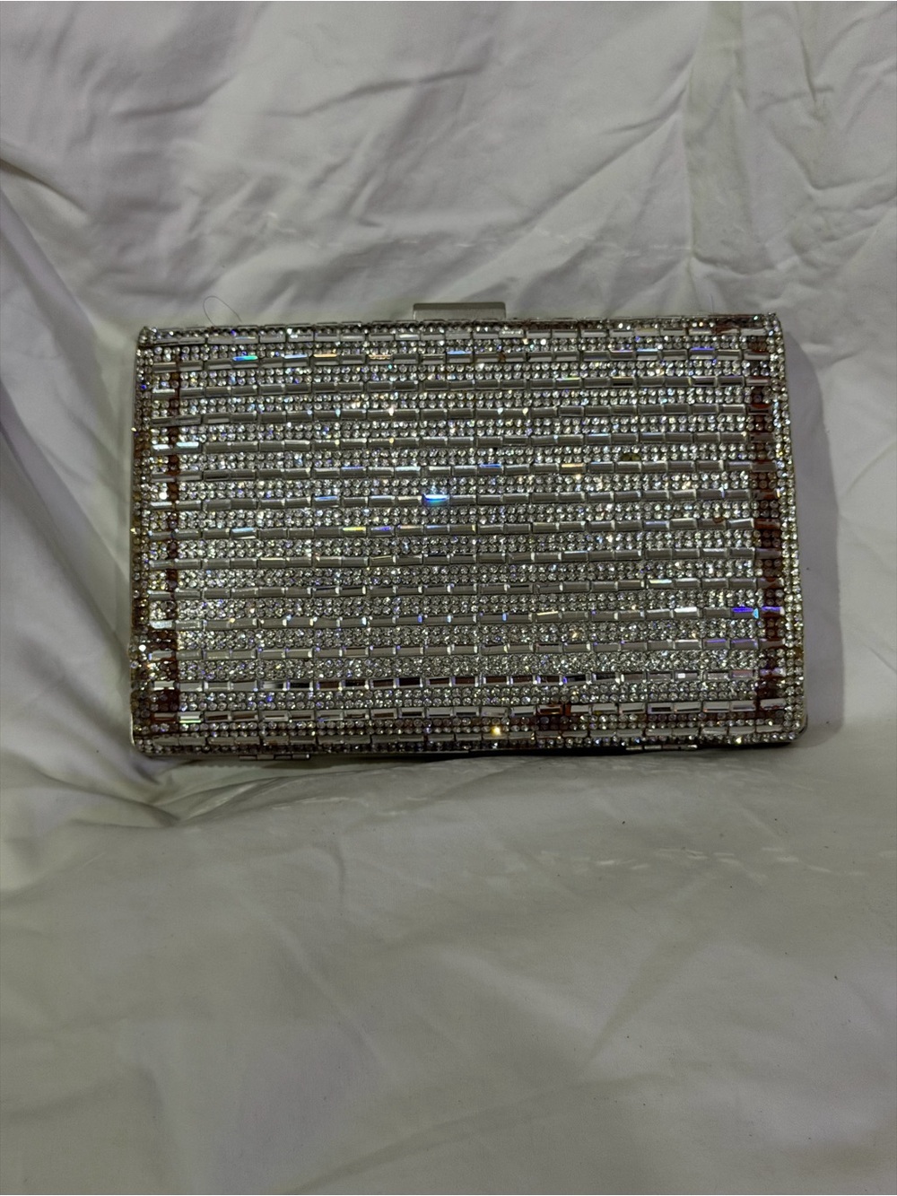 Abella Silver Crystal-Studded Evening Clutch